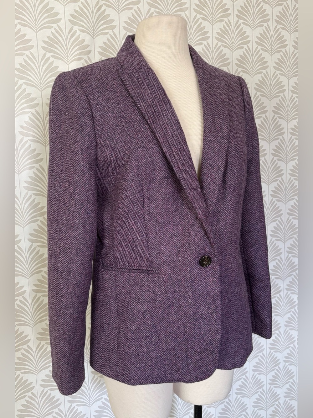 J. Crew Parke Purple Herringbone Wool Blazer - Picture 3 of 6